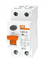 Выключатель дифференциальный (УЗО) ВД1-63 2п 100А 30мА тип AC | код. SQ0203-0025 | TDM